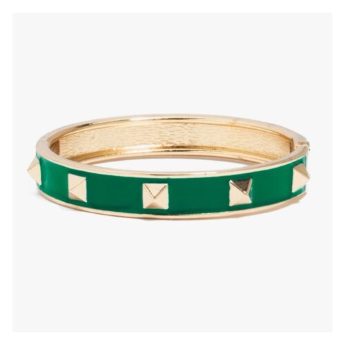 bracelet, jonc, clous, vert, doré jardin