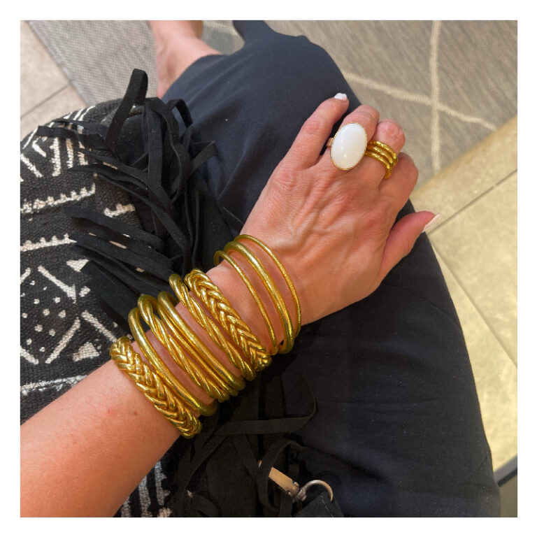 bracelets, feuilles or, kumali, bracelet bouddhiste, jonc or