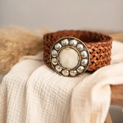 Ceinture tressée camel de style bohème