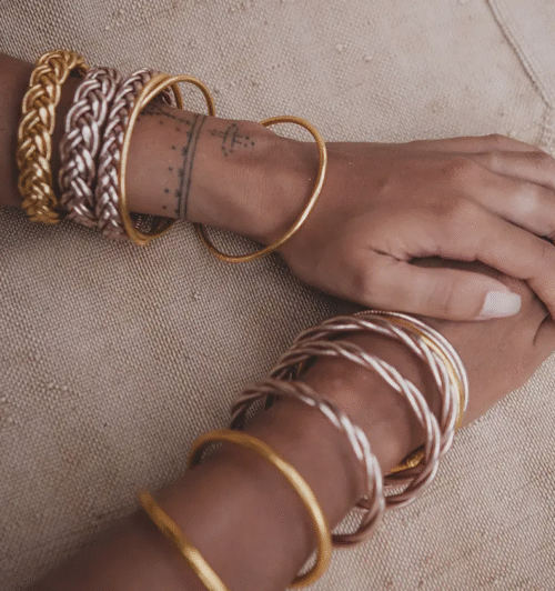 kumali, bracelet, bague, or rose, classique