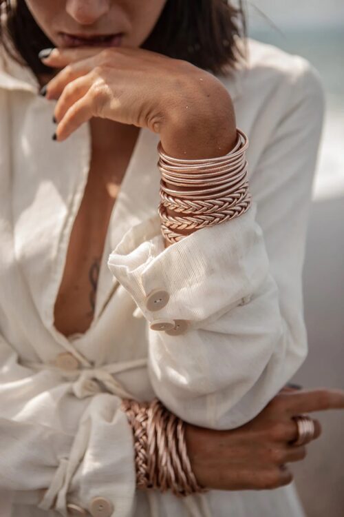 kumali, bracelet, bague, or rose, classique