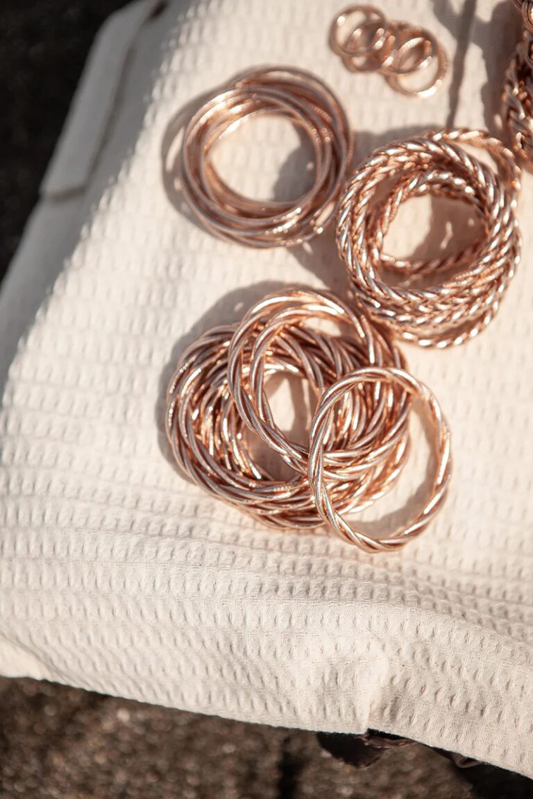 kumali, bracelet, bague, or rose, classique
