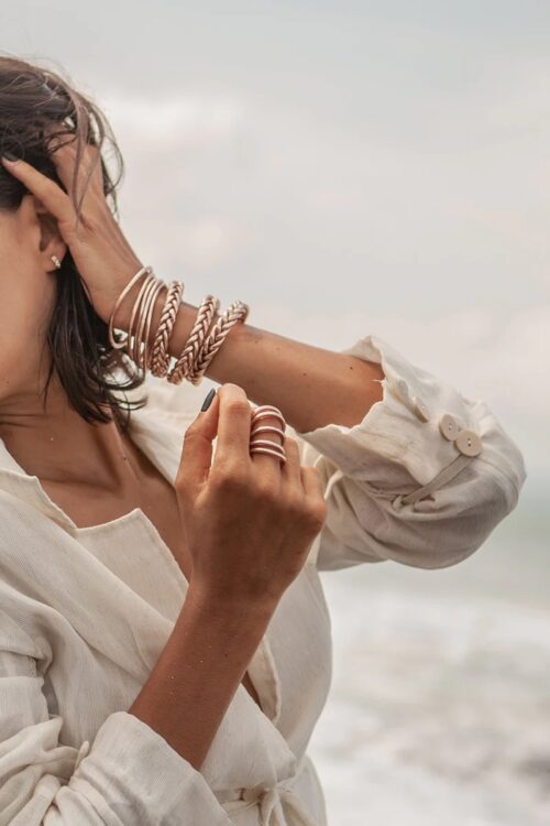 kumali, bracelet, bague, or rose, classique