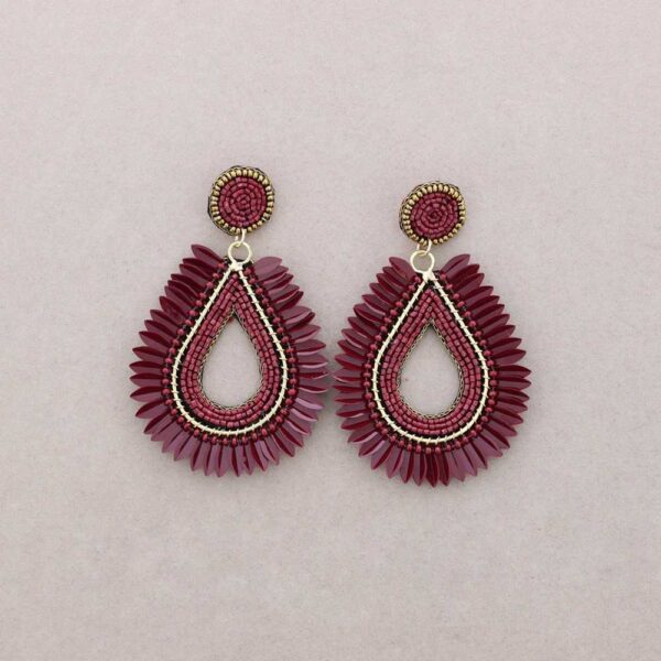 boucles, d'oreilles, bordeaux