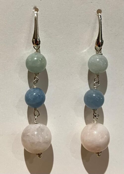 boucles d'oreilles, pierres, pastel