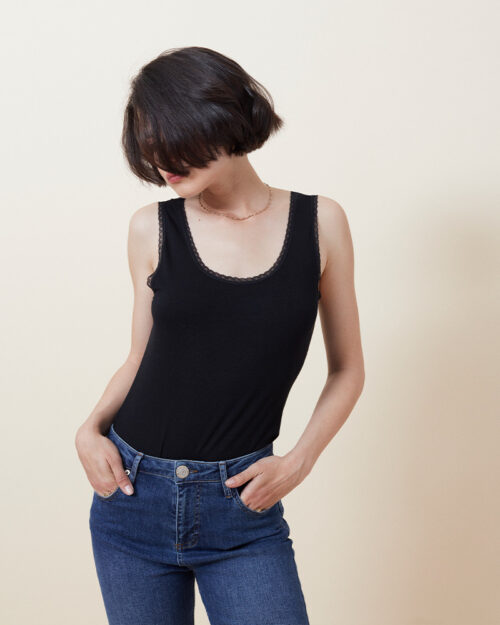 débardeur, top, noir, viscose, spandex, grace & mila