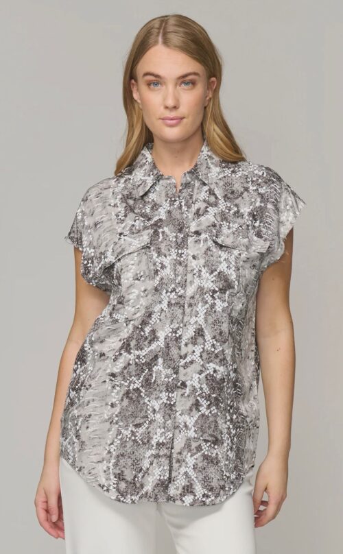 chemise, manche courte, serpent, nü