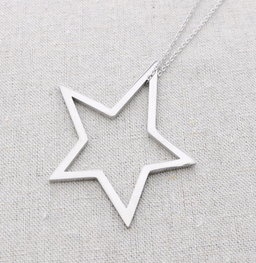 collier, etoile, argente