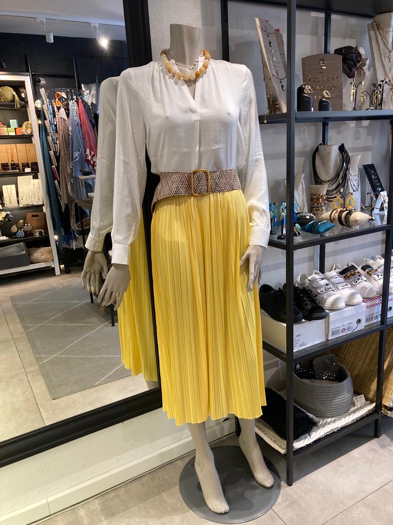 Jupe plissée jaune ☆ Les petites bombes – Shopping with Geraldine's Style