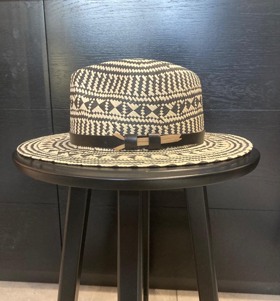 sombrero, motifs, noirs, blancs, panama