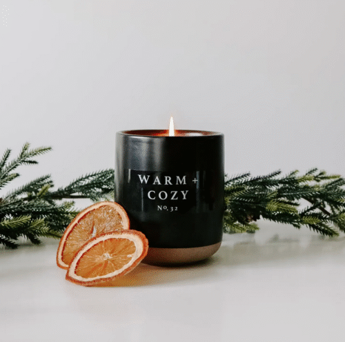 bougie, warm and cosy, automne, fall, gres, noir, bougie parfumee