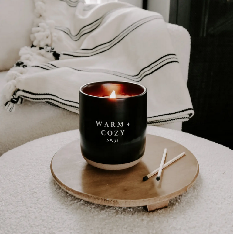 bougie, warm and cosy, automne, fall, gres, noir, bougie parfumee