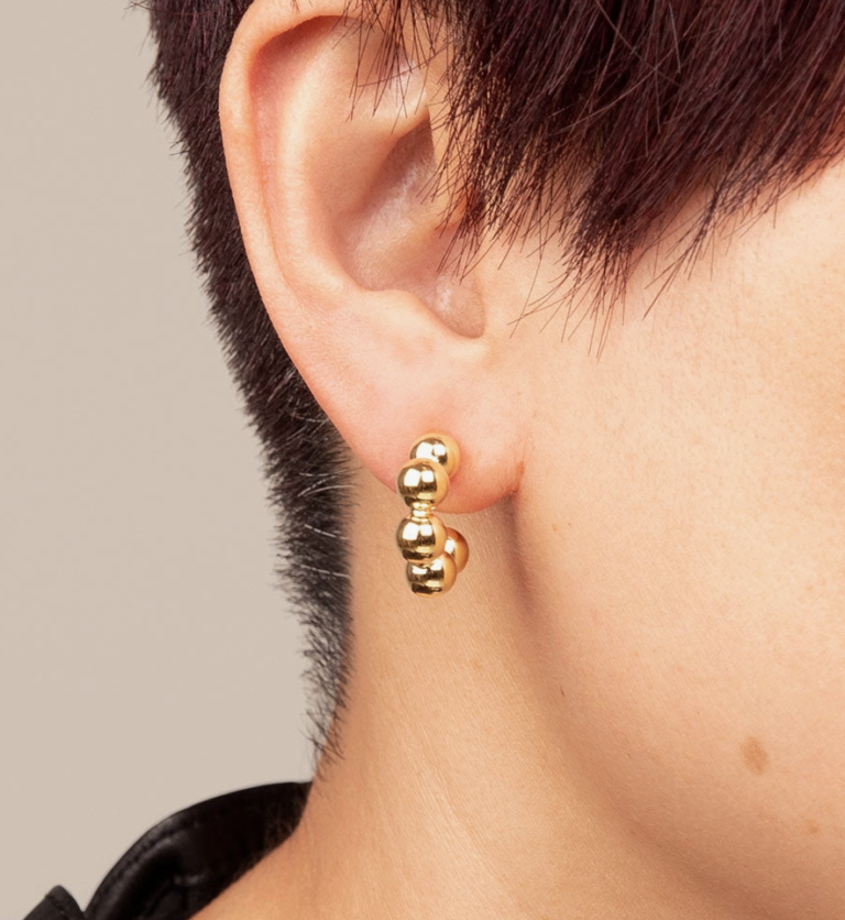 boucles d'oreilles, doré, acier inoxydable, intemporelle