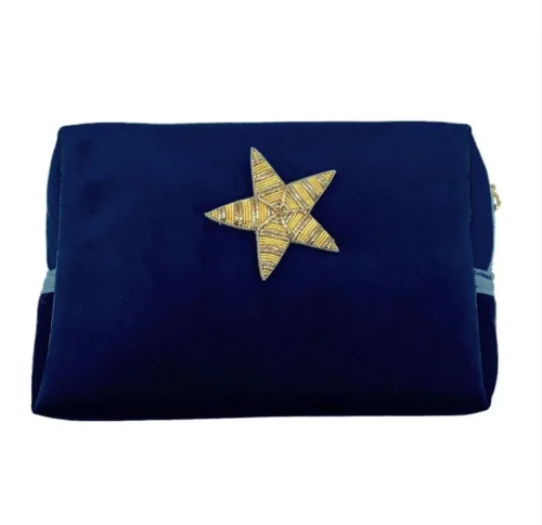 Pochette, bleue, étoile, dorée, broche