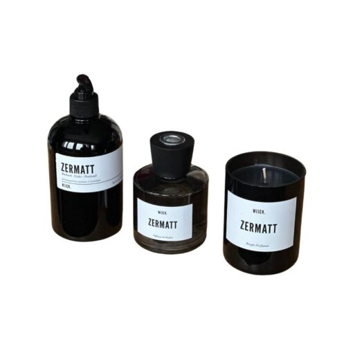 Savon pour les mains, diffuseur de parfum, bougie parfumée, verre noir soufflé, wijck, Zermatt