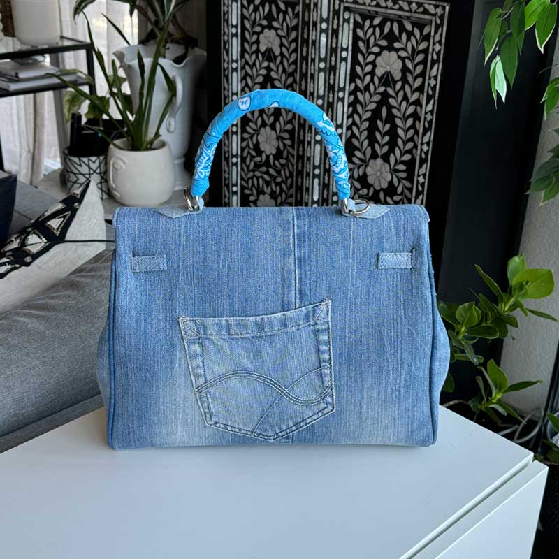 sac, jeans, luna sarah, bleu, forme kelly, bandanas