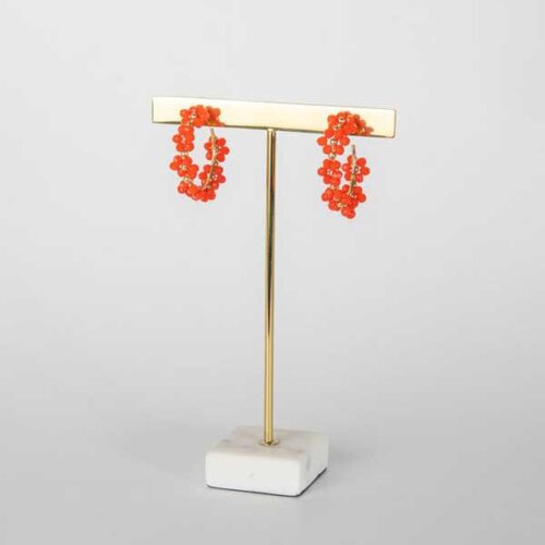 Créoles, fleurs, doré, orange