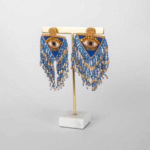 Boucles d'oreilles, bleu roi, perles, choice by Geraldine Style, oeil, Mykonos