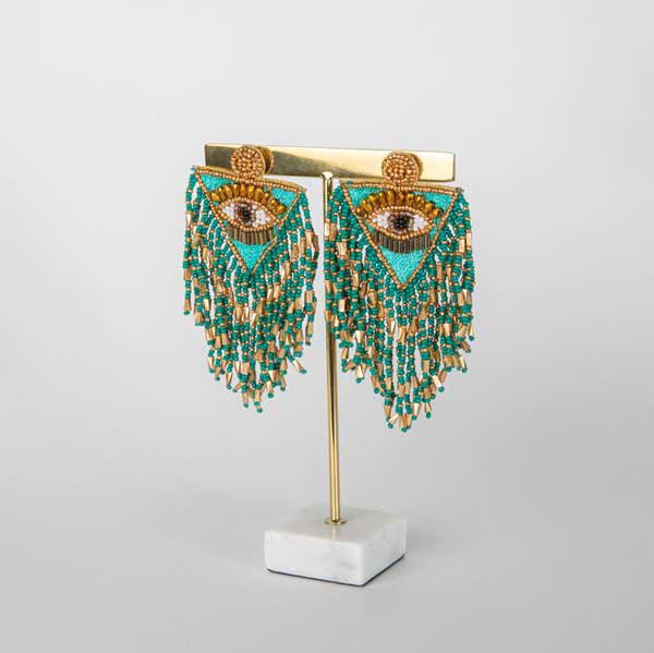 Boucles d'oreilles, turquoise, perles, choice by Geraldine Style, oeil, Mykonos