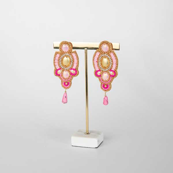 Boucles d'oreilles, Tulum, rose, perles, choice by Geraldine Style