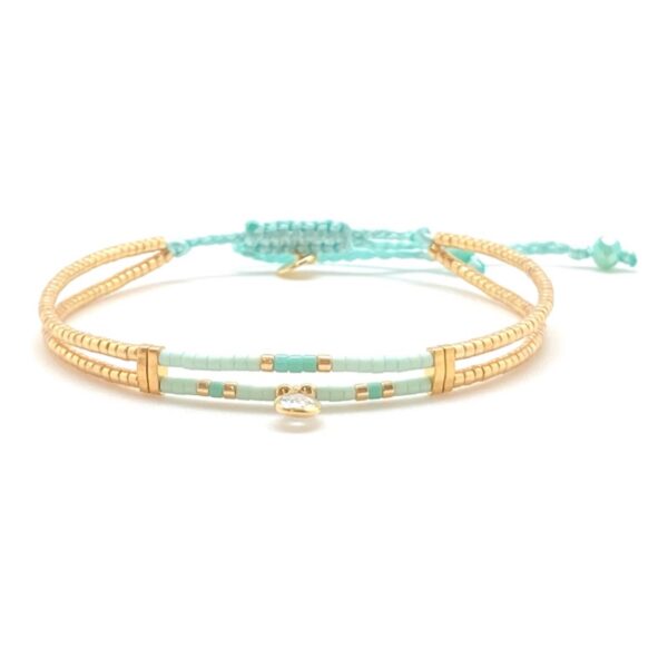 Bracelet double coloré avec une goutte ★ Suenia Zürich - Vert menthe