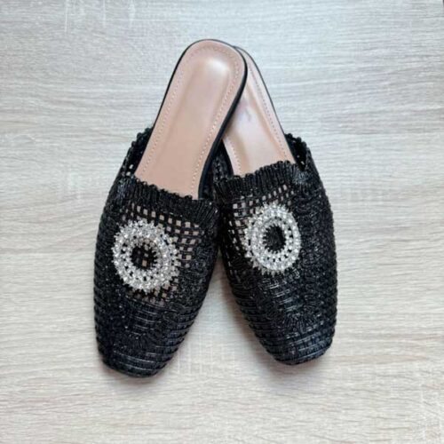 mules, noir, sandales, ete, strass, choice by geraldine style