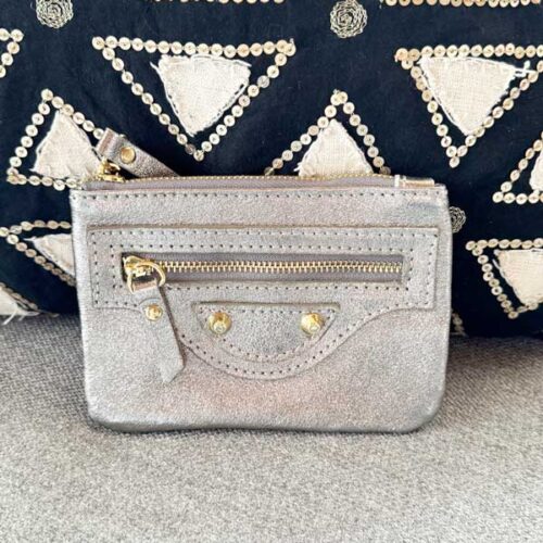 pochette, argent, cuir, porte-monnaie
