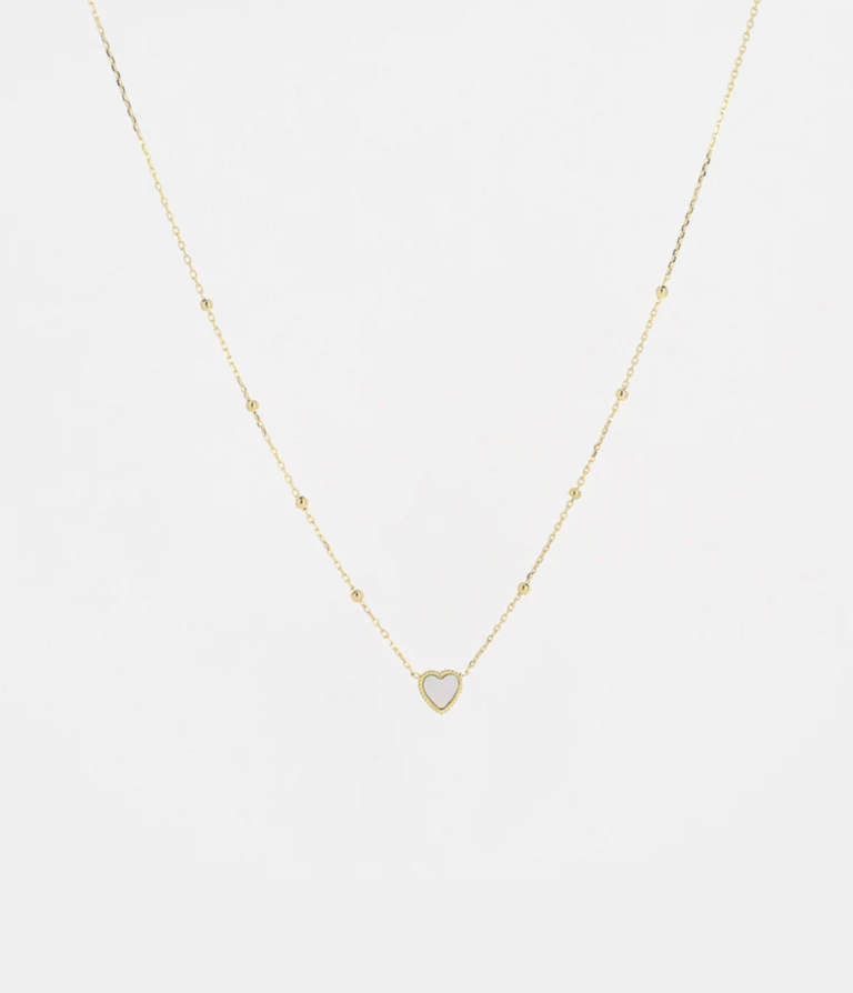 collier, zag bijoux, coeur, nacre, blanc