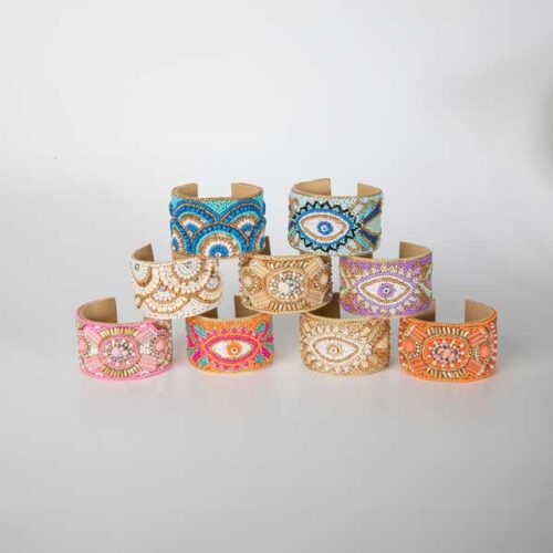manchette, bracelet, perles, soleil, dore, blanc, rose, turquoise, bleu, violet, orange, mauve, choice by geraldine style