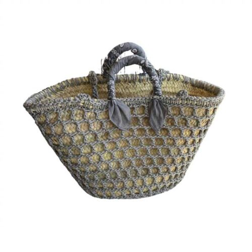 panier, panier en osier, macrame, bandana, gris clair, osier