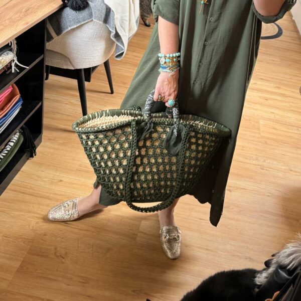 panier, panier en osier, macrame, bandana, kaki, osier