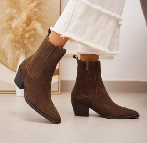 bottinnes, marron, chocolat, suede