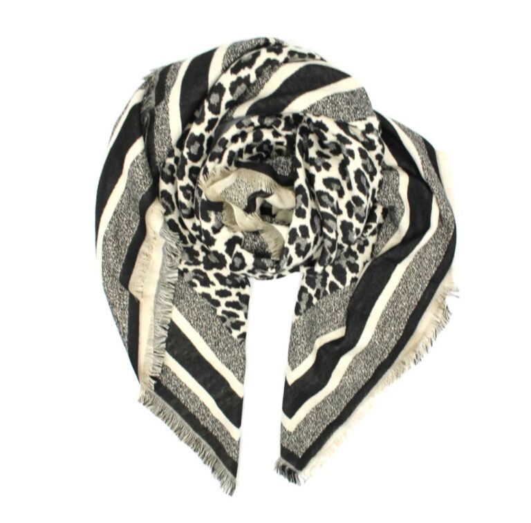 foulard, crème, noir, léopard