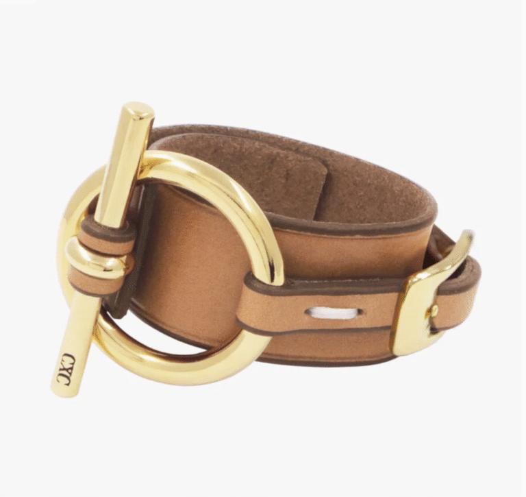Bracelet CXC en cuir épais - Version dorée ou argentée – Image 3