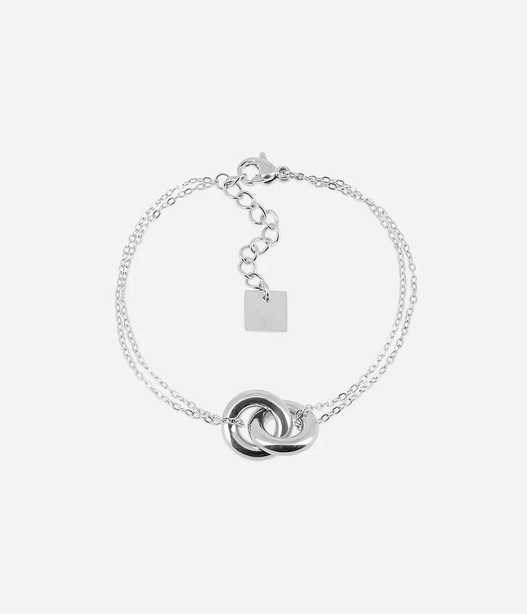 Bracelet Menti Zag Bijoux deux anneaux entrelacés argenté