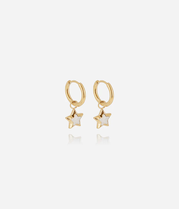 Boucles Polaris en acier avec étoile en nacre – Zag Bijoux