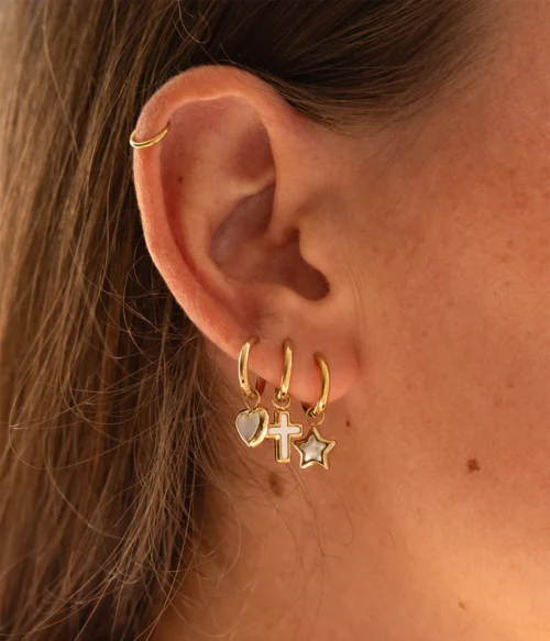 Boucles Polaris, Olyde et Cintra en acier avec étoile en nacre – Zag Bijoux