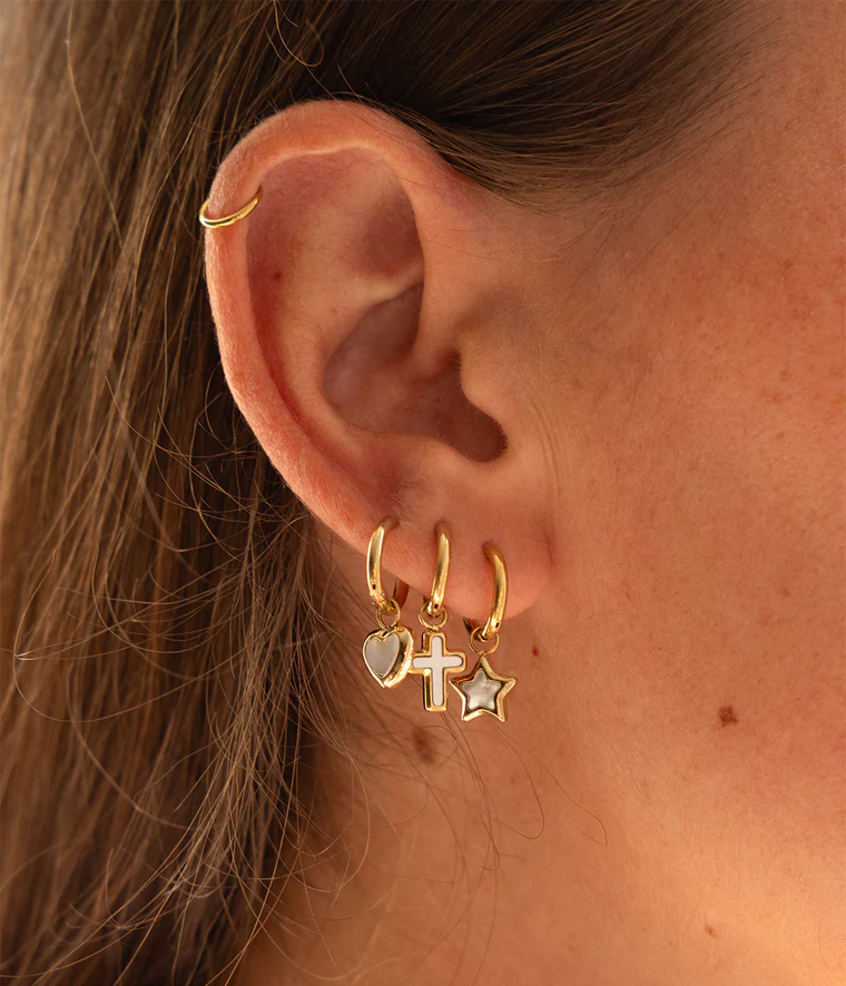 Boucles Polaris, Olyde et Cintra en acier avec étoile en nacre – Zag Bijoux