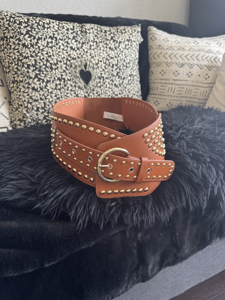 Ceinture large élastique cloutée dorée – 3 coloris – Image 3