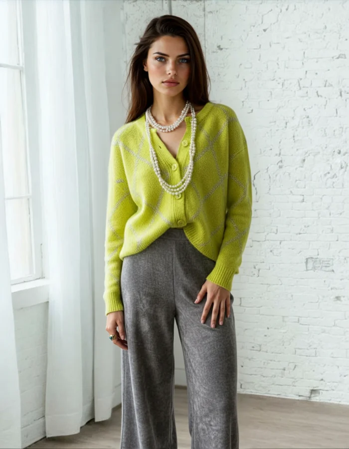 Gilet à strass vert jaune