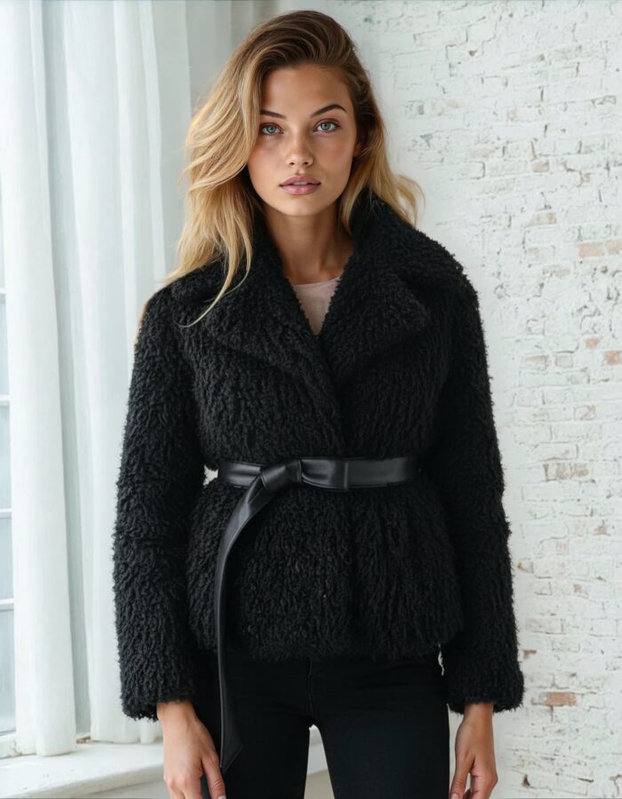 Veste "Grizzli" noire mi-longue réversible - Coup de coeur